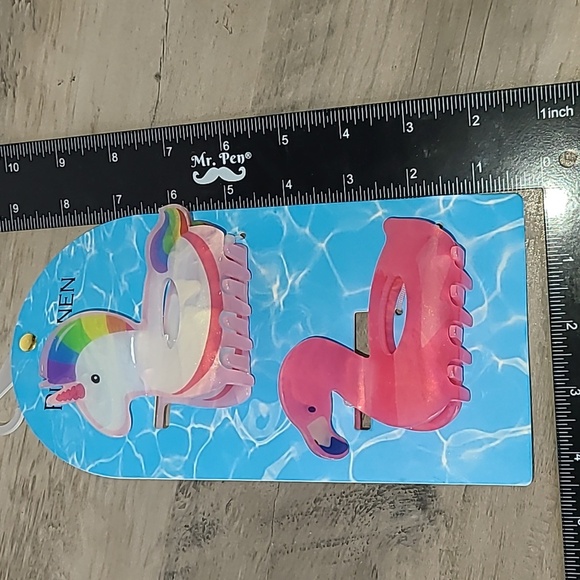 Pink Linen Unicorn and Flamingo Claw Clips - Picture 5 of 5